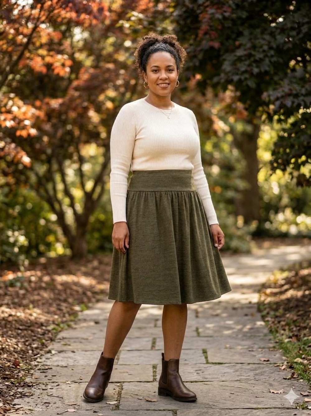 Banana Republic Wool Blend Flowy Midi Skirt, Dark Olive Green XL